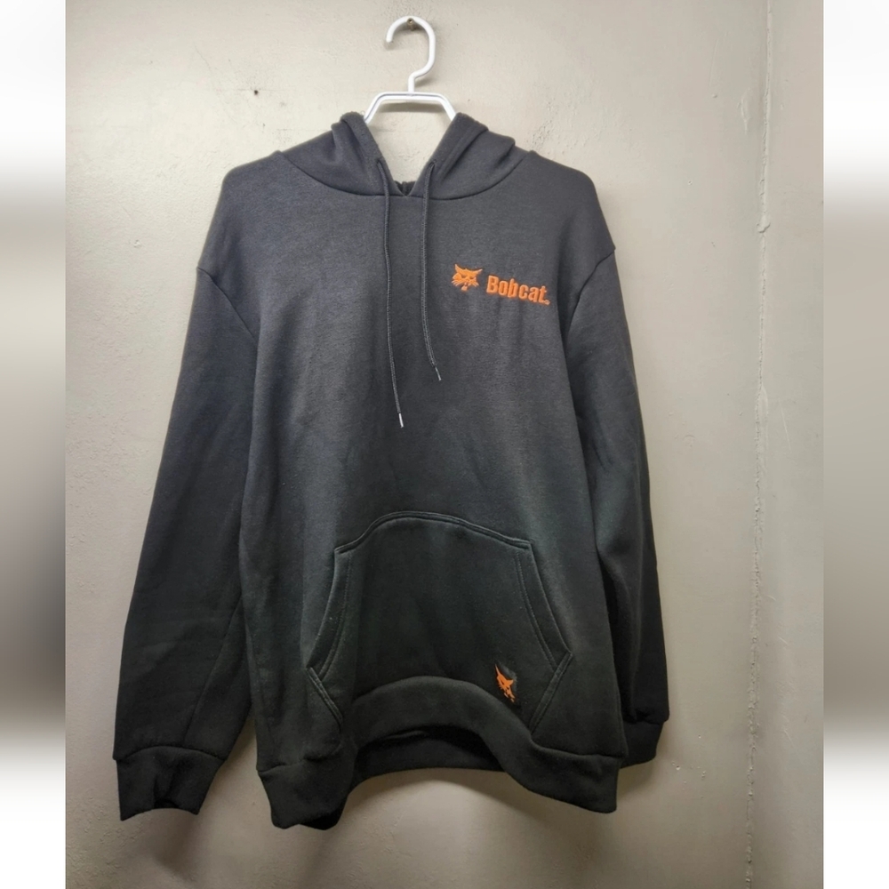 Mens bobcat hoodie medium black long sleeve embroidered patch Construction